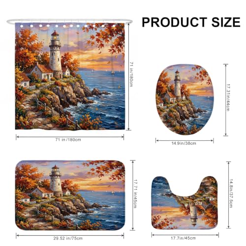 Ensemble rideau de douche luxe textile ocean motif phare pour maison - 5