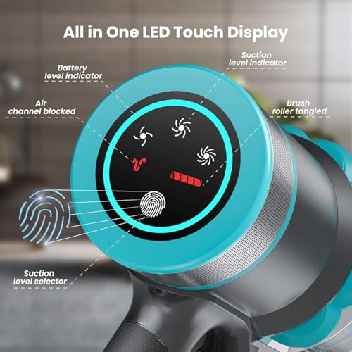 Belife BVC12 Cordless Vacuum Cleaner, 450W 38Kpa Stick Vacuum with Charging Dock Station, Anti-Tangle Wireless Vacuum with 50 Mins Runtime, Vacuum for Hardwood Floor, Pet Hair, Carpet