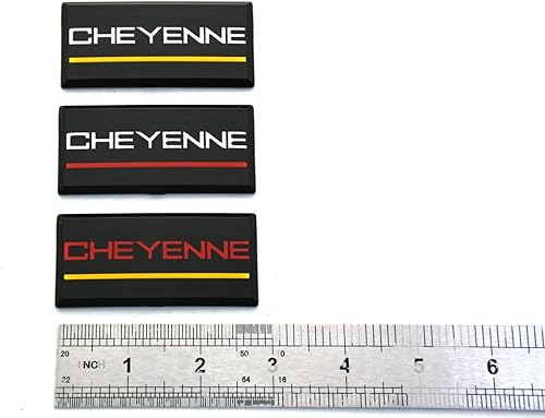 Miniatura 6 de SSDD 2 emblemas de cabina Cheyenne de repuesto para pilar de techo lateral Chevrolet 88-94 (rojoamarillo) (CH-CHEYENNE)