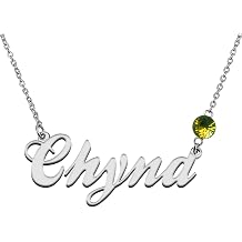 Personalized Unique Name Necklace with Birthstone for Her