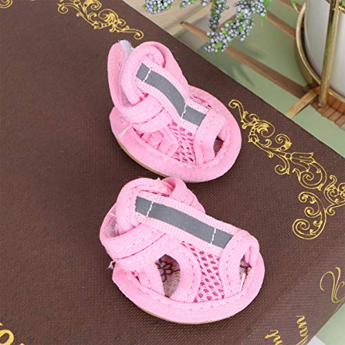 Dog Boots 4Pcs Breathable Mesh Cotton Summer Dog Shoes - Dog Scandals Paw Protectors For Dogs Puppy - Size L, Pink #TOP5