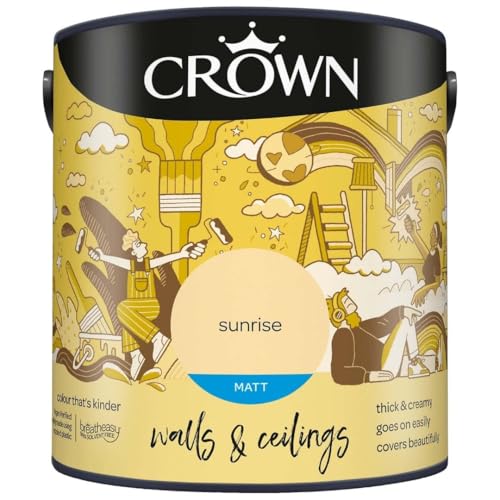 Image of DRW Sunrise Matt Emulsion Paint 2.5L | Interior Wall and Ceiling Paint | Smooth Flat Matt Finish | Durable Everyday Room Paint for Living Room Bedroom Hallway and Dining Room
