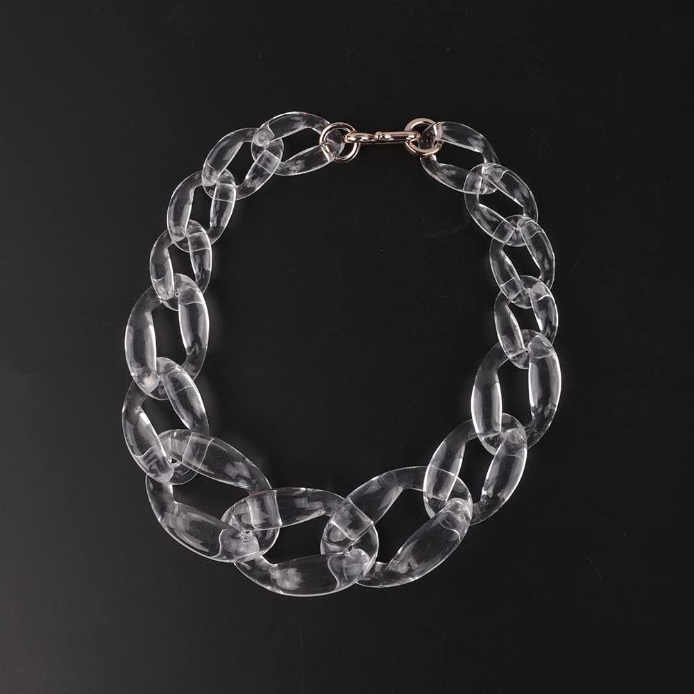 Wiwpar Acrylic Choker Necklace Statement Chunky Fashion Acrylic Necklace Colorful for Women (White) - Image 2