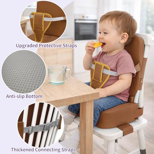 Image of Toddler Booster Seat for Dining Table with Backrest, Waterproof PU Cushion
