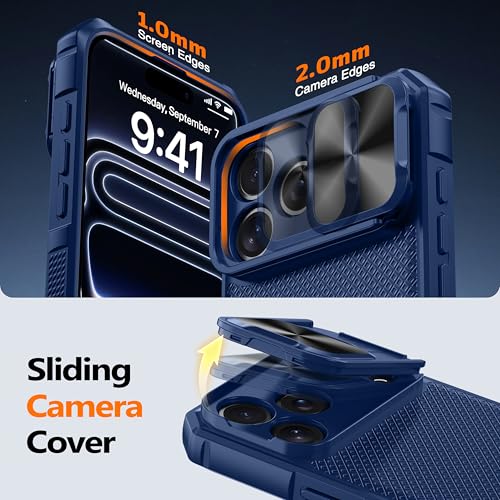 Image of Magnetic for iPhone 17 Pro Case [Slide Camera Cover] [Compatible with Magsafe] [Kickstand] [Military Grade Protection] Shockproof Rugged Case for iPhone 17 Pro,Blue