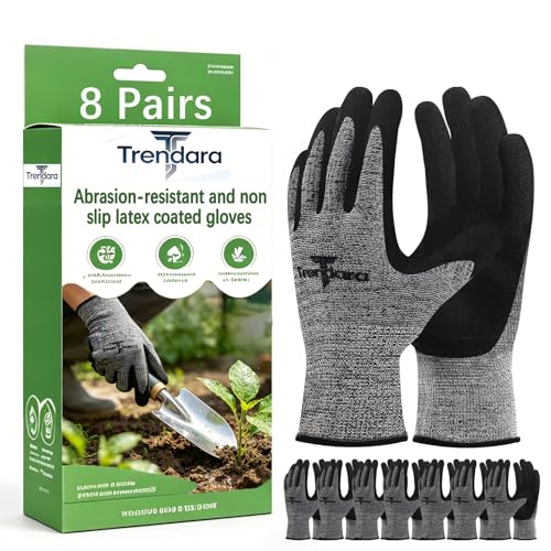 Trendara 8 Pairs gloves for men gardening gloves,garden gloves for women,Breathable latex dipped gloves,Suitable for weeding and warehouse handling