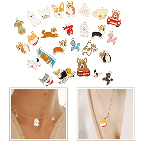 Coheali 26Pcs Gold Plated Enamel Dog Charms Cute Animals Pet Puppy Dangle Charms Pendant For Jewelry Making Necklace Bracelet Crafts Supplies #TOP3