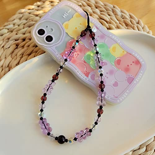 Wristlet Phone Strap Phone Bling Charms Keychain Bracelet Accessories Handmade Y2K Vibe Beads Cell Phone Chain Keychain Blackpink K-Pop J-Pop Women Girls Gift For Her Birthdays Anniversaries Holidays (12-Purple-Gummy Bear) #TOP2