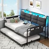 Cama 90x200 cm con Cama Nido 90x200, USB-A/C