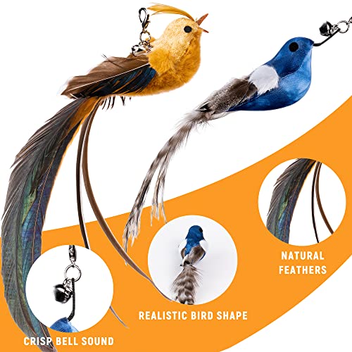 Jxfukal Cat Feather Toys, Interactive Cat Toy With Super Suction Cup, 2Pcs Springy Cat Wand & 5Pcs Teaser Refills Replacement With Bells, Kitty Kitten Toys Cat Spring String Toy Cat Accessories #TOP2