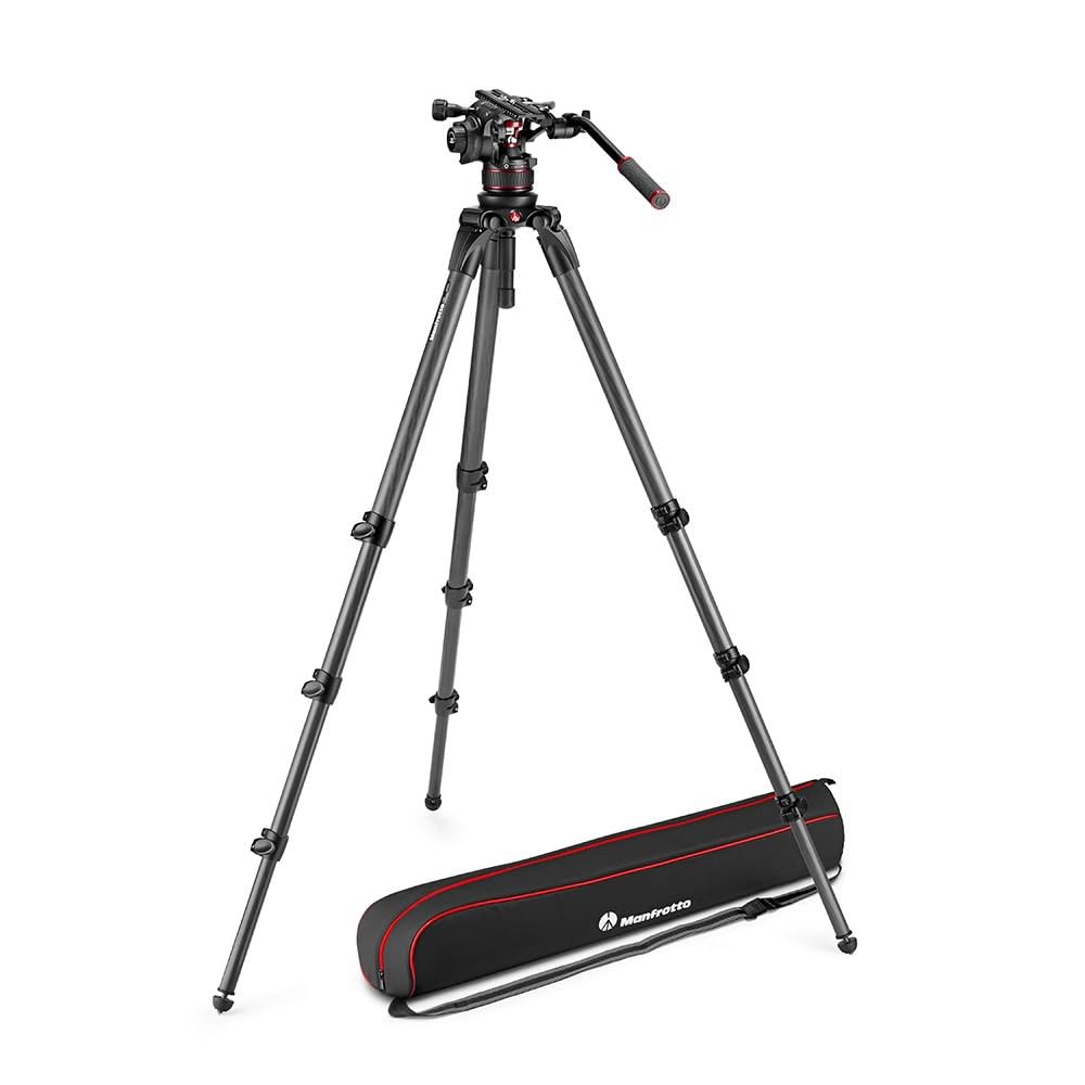 Manfrotto Nitrotech 612 Fluid Head For Video Shooting With Carbon Fiber Single Legs Tripod For Dslr, Mirrorless, Video And Cinema Camera Systems - 18 Kg Payload - Mvk612ctall