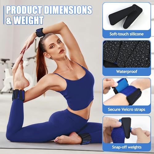 Image of BECOJADDE Ankle Weights for Women Wrist Weights Set of 2 (1 lb /2 lb Each) Adjustable Arm Leg Weight for Womens Men Suitable for Walking Swimming Running Pilates Yoga Gym