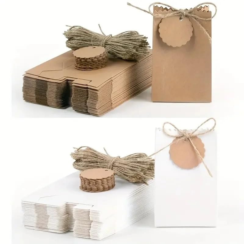 Boite Dragees Bapteme Boîtes en papier kraft for mariage, décoration de fête d'anniversaire, fournitures for petites entreprises, boîte d'emballage, 10/30/50 pièces(WHITE,50pcs)