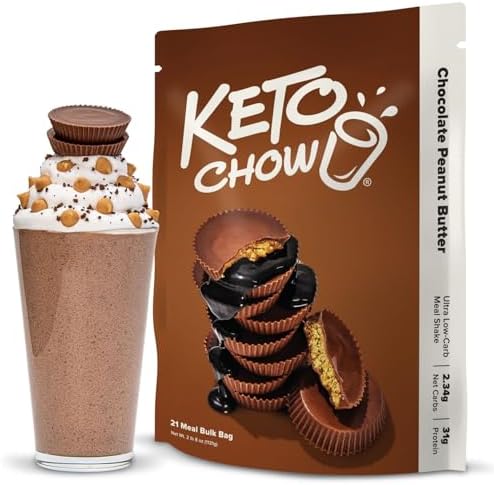 Keto Chow Chocolate Peanut Butter Meal Replacement Shake Powder, 21 Meals