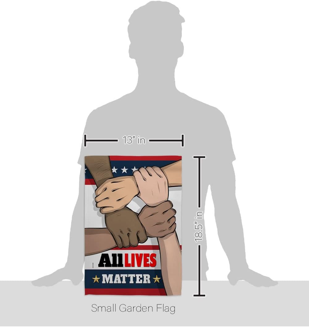 All Lives Matter Garden Flag Set Wall Holder Support Cause BLM Anti Racism Revolution Movement Equality Social House Decoration Banner Small Yard Gift Double-Sided, 13"x 18.5", Thick Fabric