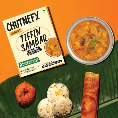 Image of Chutnefy - 5-Second Instant Classic Breakfast Combo Chutney - Pack of 4 - Each Pack Serves (5-6) | Coconut & Tiffin Sambar | Home Style Delicious & Ready-to-Eat Chutneys