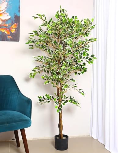 Image of ARICK DECOR 5Ft Artificial Bird of Paradise Plant in Pot, 5ft Realistic Faux Banana Leaf Tree for Home Decor, Office, Living Room (5.5FT-FICUS)
