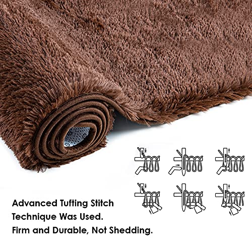 Ompaa Fluffy Area Rugs, Super Soft Shaggy Rug Fuzzy Long Fur Carpets For Bedroom Living Room Decor, 4 X 6 Feet Brown #TOP5