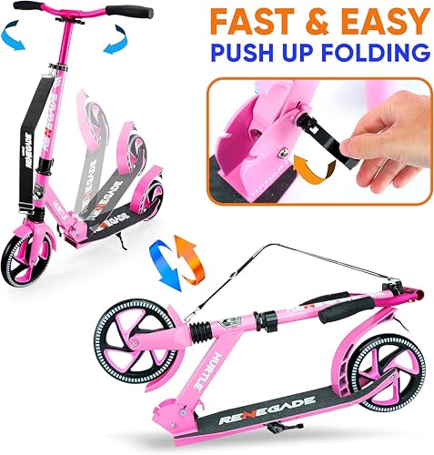 Image of Scooter - Scooter for Teenager - Kick Scooter - 2 Wheel Scooter with Adjustable T-Bar Handlebar - Folding Adult Kick Scooter with Alloy Anti-Slip Deck - Scooter with 8 inch Smooth Gliding Wheels by Hurtle