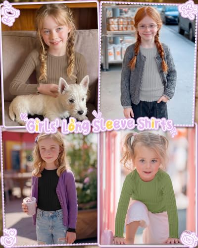 Image of 4 Pack Toddler Girls' Long Sleeve Shirts Cotton Tops