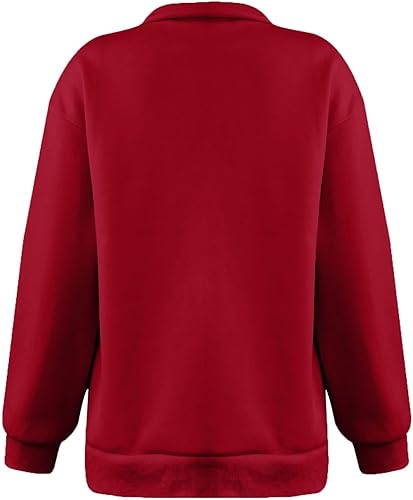 Vista 7 de Stessotudo Sweatshirts for Women Half Zip Up Long Sleeve Athletic Hoodie Oversized Solid No Hood Casual Y2K Tops with Pockets