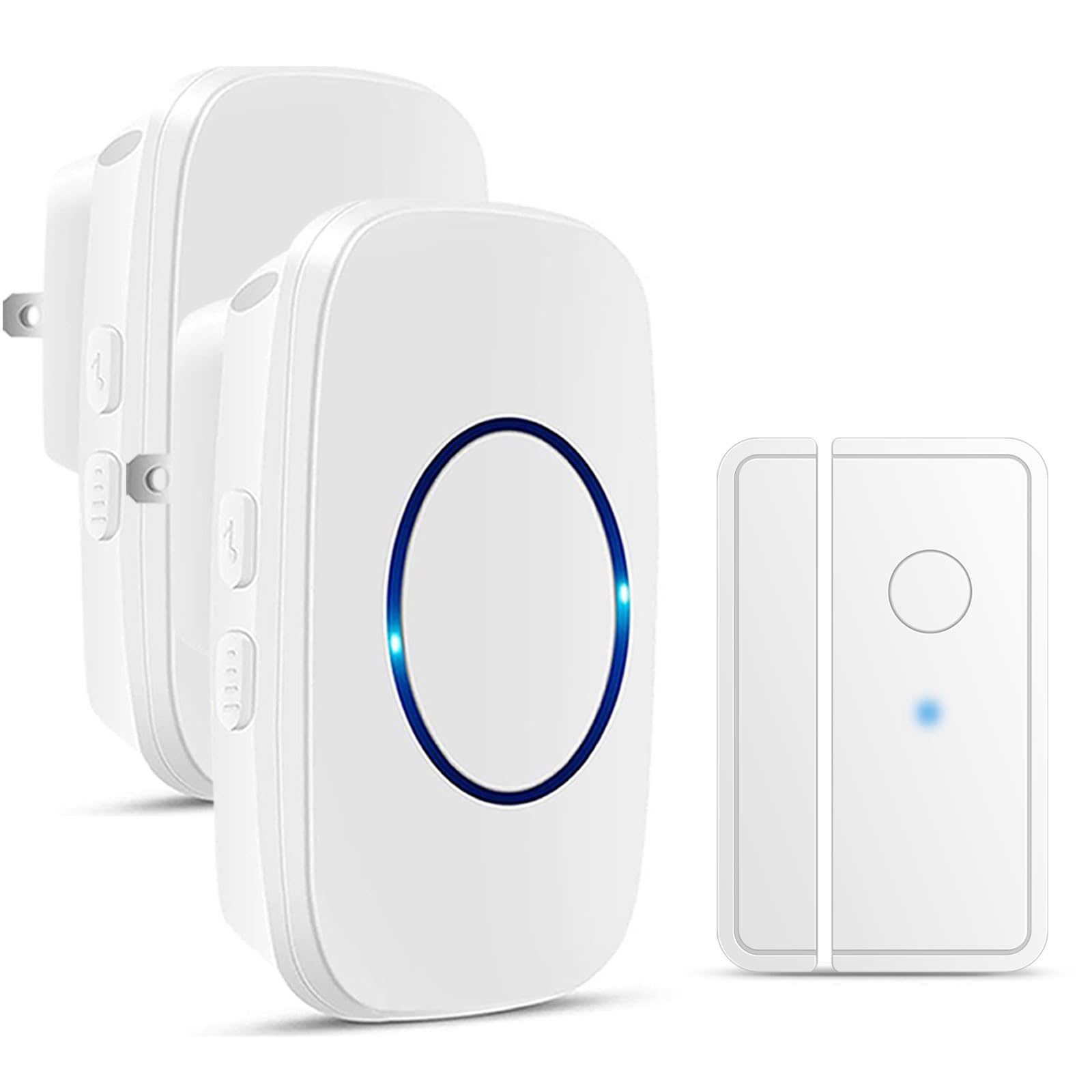Timbre de puerta, sensor de alarma de puerta inalámbrico, alerta abierta de entrada de puerta con rango de 1000 pies, 60 campanillas y 5 niveles de volumen para negocios/tienda/hogar/oficina