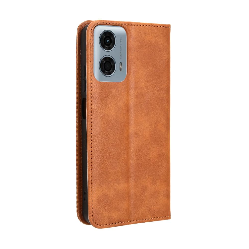 Custodia A Portafoglio In Pelle Per Motorola Moto G24, Con Supporto E Chiusura Magnetica, Marrone