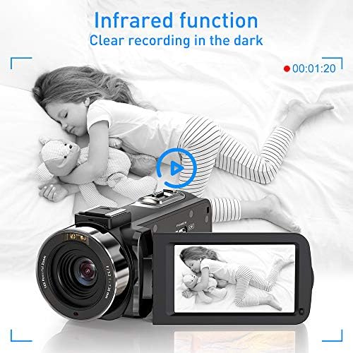 ZORNIK Camcorder, IR Night Vision Video Camera HD 1080P 36MP 16X Digital Zoom 3.0 Inch LCD 270 Degrees Rotatable Screen Vlogging Camera (3051LRM)