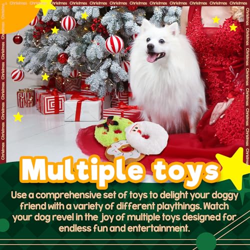 ALL FOR PAWS Weihnachts-Hundespielzeug - Festliche Plüschspielzeuge,Ideal für Apportierspiele und als interaktives kleine, mittlere und große Hunde. (Donut Toys)