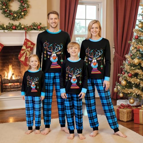 OAKFashion Christmas Family Pajamas Holiday Christma Pajama Family Matching Pjs Set Sleepwear Xmas Jammies2