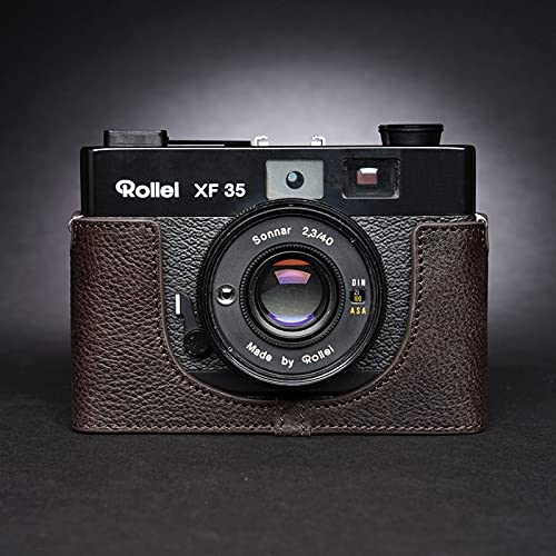 手作り本革ハーフローライ用と互換性XF35フォクトレンダーVF135カメラ牛革バッグカバー (Coffe)