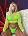 Avidlove Fishnet Top Mesh Long Sleeve Tops for Women Netted Sheer Blouses Neon Shirt Neon Yellow S