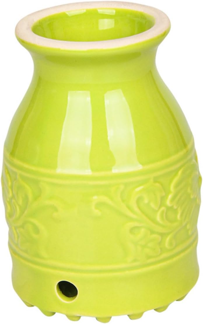 1Pc Ceramic Moxibustion Pot Moxa Burner Massage Tool Portable Moxa Burning Device Smokeless Moxibustion Instrument for Spa Home Use Green