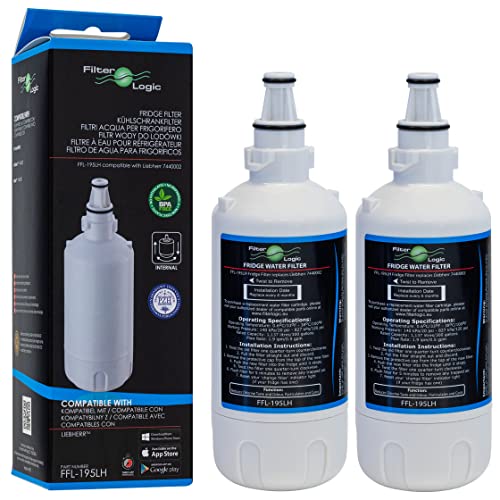 FilterLogic FFL-195LH | 2x Filtro de agua compatible con Liebherr 7440011, 9880980 InfinitySpring Cartucho filtrante para frigorífico nervera americano