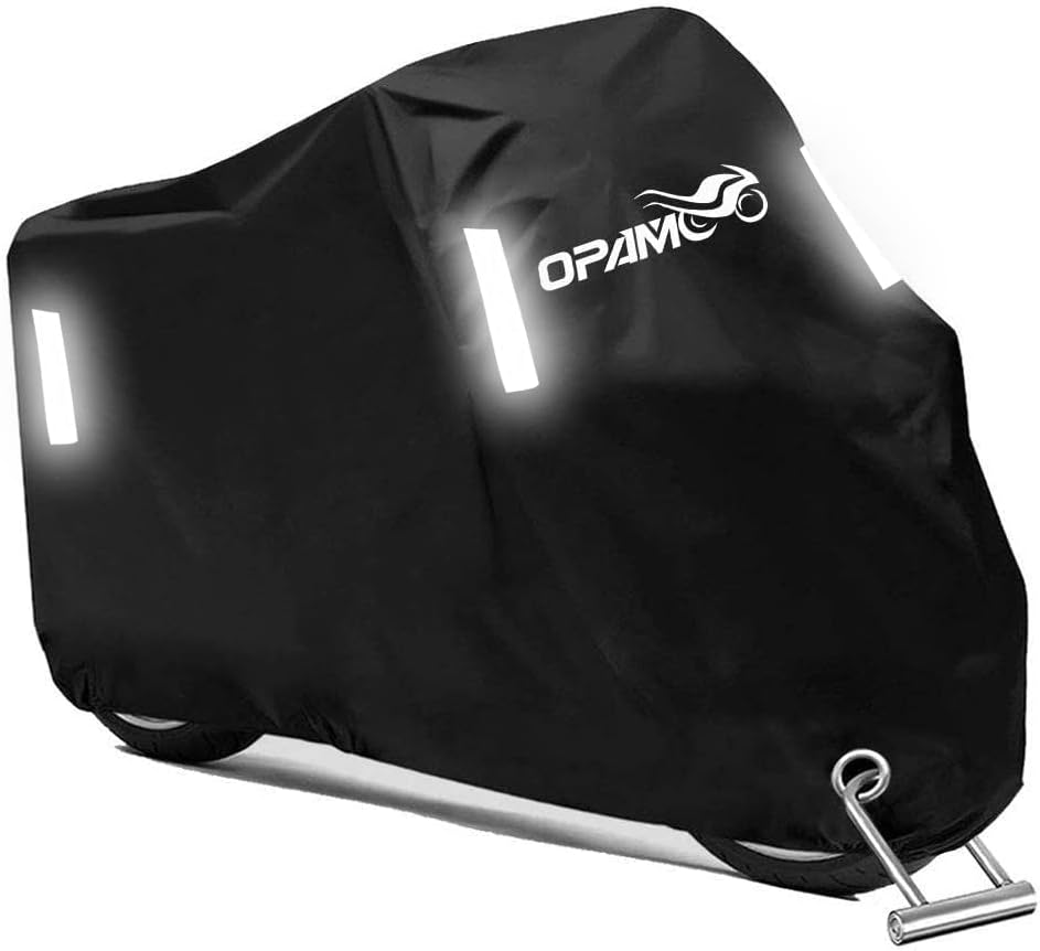 Motorcycle Scooter Cover Waterproof Outdoor - Large Medium XL 250cc 150cc 50cc Scooter Shelter for Harleys All Weather Motorbike Protection with Lock Holes Tear-Proof Heavy-Duty Durable Fit up to 96”