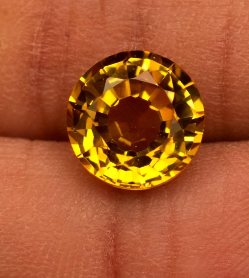 Saphir jaune véritable de 8 mm, pierre ronde pour la fabrication de bijoux - 3