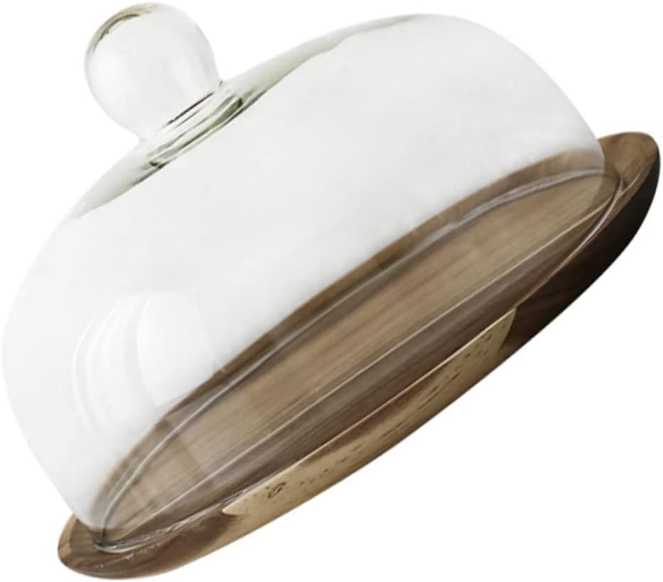 1 Set Multi Function Cake Tray with Cover Acacia Dessert Plate for Household Use Cake Accessory and Vegetables Practical Food Protector