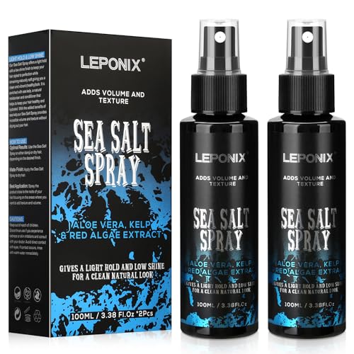 Sea Salt Spray for Hair Men - Texturizing & Thickening Salt Spray for Hair Men, Natural Sea Salt Spray with Kelp, Aloe Vera & Red Algae Extract, Adds Instant Volume, Texture, Thickness & Light