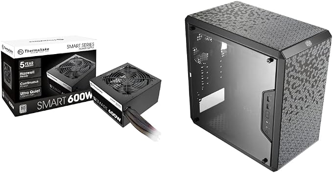 Cooler Master MasterBox Q300L Micro-ATX Tower with Magnetic Design Dust Filter & Thermaltake Smart 600W ATX 12V V2.3/EPS 12V 80 Plus Certified Active PFC Power Supply PS-SPD-0600NPCWUS-W