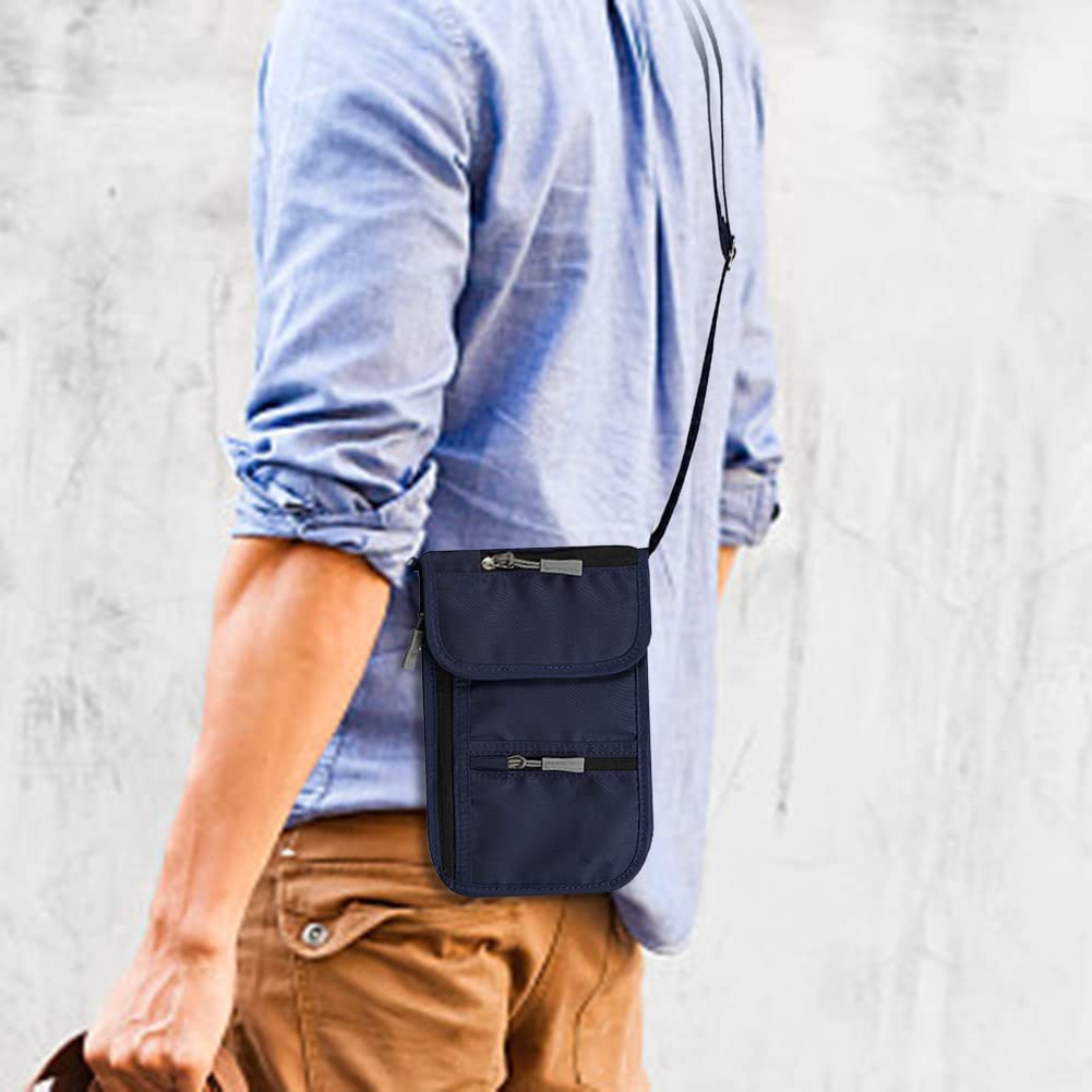 Pochette Tour De Cou Voyage Réglable - Sac Antivol RFID Pour Passeport Et Smartphone