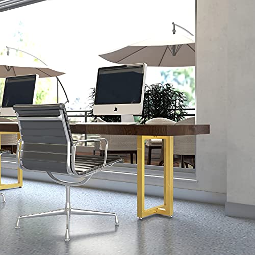Image of HOMEKAYT Metal Table Legs 28''x 17.7'' Heavy Duty T-Shape Desk Legs Industrial Furniture Legs for Dinning Table, Computer Table, Office Table (2Pcs) -Gold