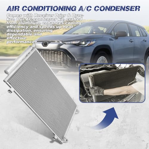 Image of Air Conditioning A /C Condenser Compatible with Toyota Corolla Matrix 2003-2004 L4 1.8L # 3085, 7013085, 4770563, TO3030184, 8845002170