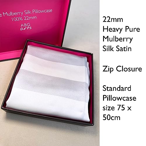 %100 Pure Mulberry Silk Satin Pillowcase, 22 mm Printed, Standard Size 75 x 50 cm. (Grey Stripe) - Image 2