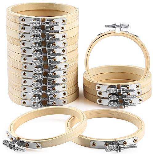 Pllieay 18 Pieces 4 Inch Embroidery Hoops Bulk Wholesale Cross Stitch Hoop Ring for Art Craft Handy Sewing and Christmas Decoration