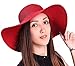 TININNA Femmes Mode Pliable Plage Capeline de Paille Anti-UV Large Bord Bow Décoration Chapeau De Soleil Hat Rouge