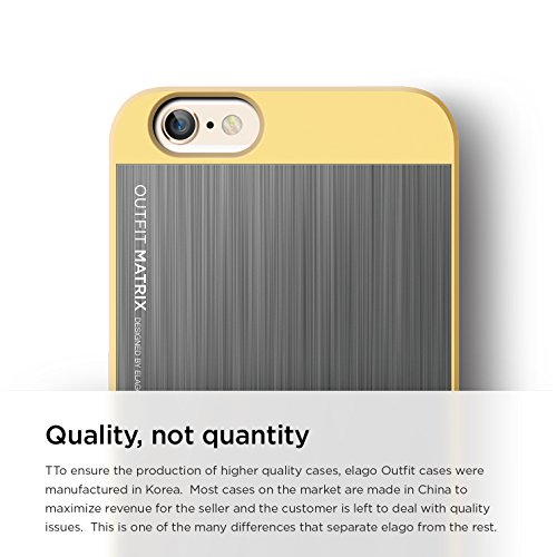 Elago® [Outift Matrix[Creamy Yellow/Dark Grey] - [Premium Hybrid Construction][Brushed Aluminum][Spark Design Award] - For Iphone 6/6S Plus #TOP1