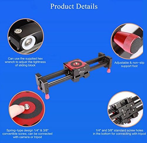 GOWE 50cm Rail Shooting Video Stabilizer Retractable Track Dolly Slider for DSLR Camera Camcorder Ball Head Tripod Max Load 6Kg