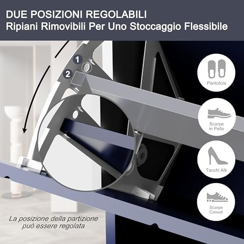 UEV Zapatero Ahorrador de Espacio con 3 Puertas Abatibles, Entrada de Zapatero, Zapater para 16 Pares en Robusta Madera de Construcción, 105 x 24 x 120 cm, Azul