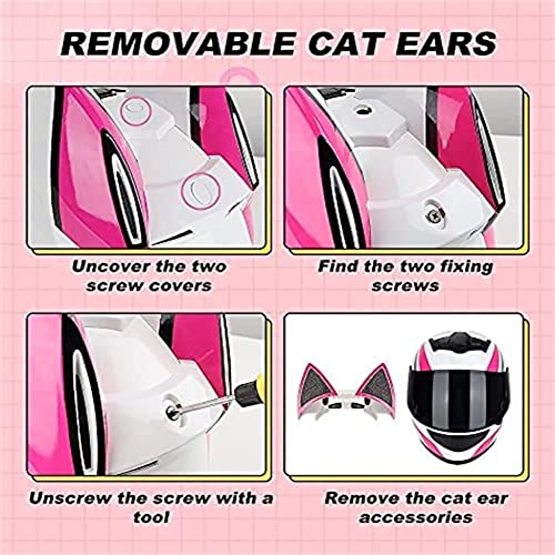 Adult Personalized Cat Ear Motorcycle Bluetooth Helmet Youth Men And Women Cool Cat Racing Motocross Casco Dot/Ece Approved Full Helmet Suitable For All Seasons #TOP3