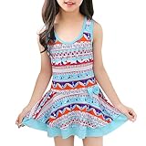 vaolkwsacz Kleinkind Baby Mädchen Badekleid Badeanzug Strandbademode mit Kappe Badeanzug 74 (Blue, 5-6 Years)